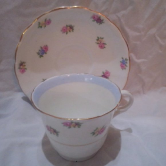 Other - Rose and flower Teacup and Saucer, Cololough Bone